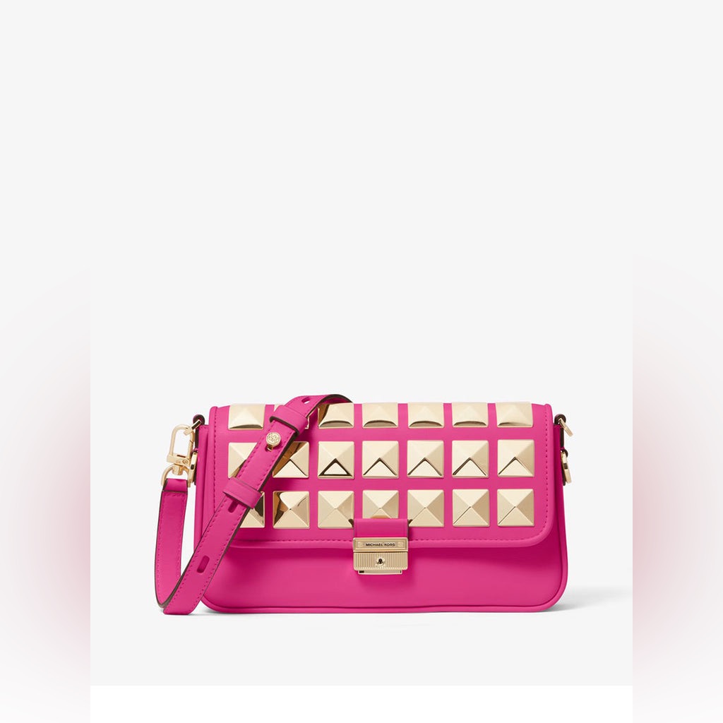 Michael Kors Wild Berry Bradshaw Sm Studded Leather Convertible Shoulder Bag